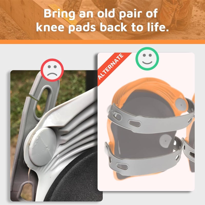 KUNN Rubber Straps for Knee Pads, Replacement Straps for Knee Pads, Set of 4, Grey - Image 5